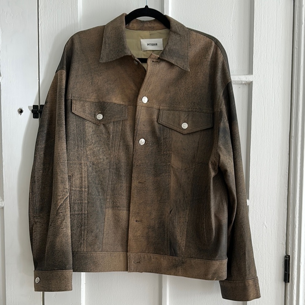 Interior NYC Brown faux leather Jacket size 4